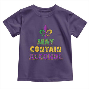 Funny Mardi Gras Party Toddler T Shirt May Contain Alcohol Drinking Team TS09 Purple Print Your Wear