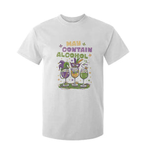 Funny Mardi Gras Drinking Team T Shirt For Kid May Contain Alcohol Fat Tuesday Party TS09 White Print Your Wear