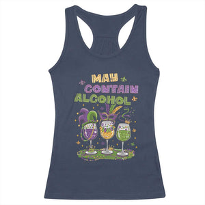 Funny Mardi Gras Drinking Team Racerback Tank Top May Contain Alcohol Fat Tuesday Party TS09 Navy Print Your Wear