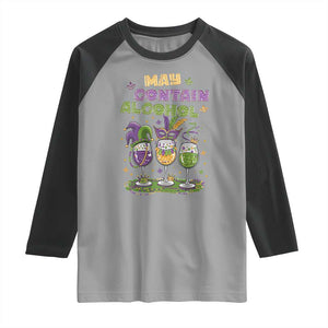 Funny Mardi Gras Drinking Team Raglan Shirt May Contain Alcohol Fat Tuesday Party TS09 Sport Gray Black Print Your Wear