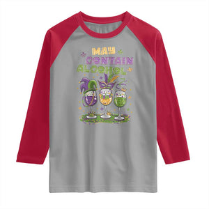 Funny Mardi Gras Drinking Team Raglan Shirt May Contain Alcohol Fat Tuesday Party TS09 Sport Gray Red Print Your Wear