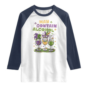 Funny Mardi Gras Drinking Team Raglan Shirt May Contain Alcohol Fat Tuesday Party TS09 White Navy Print Your Wear
