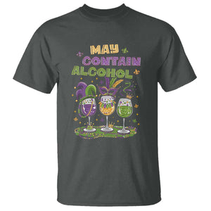 Funny Mardi Gras Drinking Team T Shirt May Contain Alcohol Fat Tuesday Party TS09 Dark Heather Print Your Wear