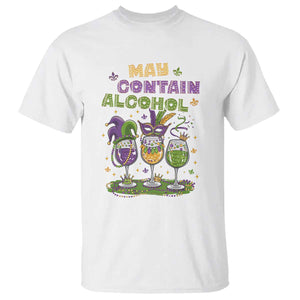 Funny Mardi Gras Drinking Team T Shirt May Contain Alcohol Fat Tuesday Party TS09 White Print Your Wear