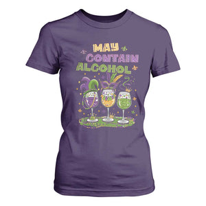 Funny Mardi Gras Drinking Team T Shirt For Women May Contain Alcohol Fat Tuesday Party TS09 Purple Print Your Wear