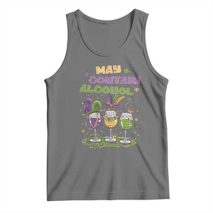 Funny Mardi Gras Drinking Team Tank Top May Contain Alcohol Fat Tuesday Party TS09 Black Heather Print Your Wear