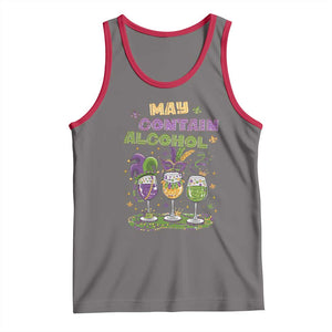 Funny Mardi Gras Drinking Team Tank Top May Contain Alcohol Fat Tuesday Party TS09 Deep Heather Red Print Your Wear