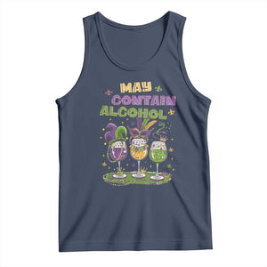 Funny Mardi Gras Drinking Team Tank Top May Contain Alcohol Fat Tuesday Party TS09 Navy Print Your Wear