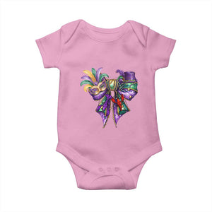 Coquette Bow Mardi Gras Baby Onesie New Orleans Carnival Beads Mask Crawfish TS09 Light Pink Print Your Wear