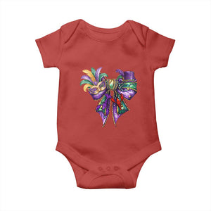 Coquette Bow Mardi Gras Baby Onesie New Orleans Carnival Beads Mask Crawfish TS09 Red Print Your Wear