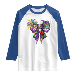 Coquette Bow Mardi Gras Raglan Shirt New Orleans Carnival Beads Mask Crawfish TS09 White Royal Print Your Wear