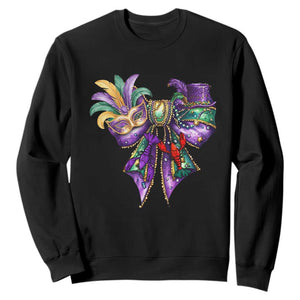 Coquette Bow Mardi Gras Sweatshirt New Orleans Carnival Beads Mask Crawfish TS09 Black Print Your Wear