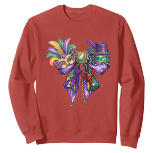 Coquette Bow Mardi Gras Sweatshirt New Orleans Carnival Beads Mask Crawfish TS09 Red Print Your Wear