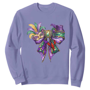 Coquette Bow Mardi Gras Sweatshirt New Orleans Carnival Beads Mask Crawfish TS09 Violet Print Your Wear