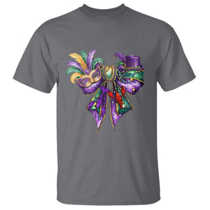 Coquette Bow Mardi Gras T Shirt New Orleans Carnival Beads Mask Crawfish TS09 Charcoal Print Your Wear