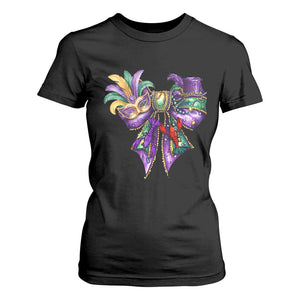Coquette Bow Mardi Gras T Shirt For Women New Orleans Carnival Beads Mask Crawfish TS09 Black Print Your Wear