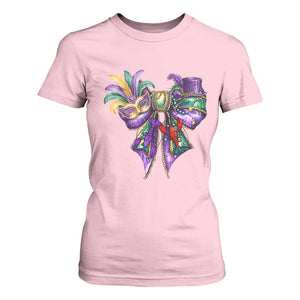 Coquette Bow Mardi Gras T Shirt For Women New Orleans Carnival Beads Mask Crawfish TS09 Light Pink Print Your Wear