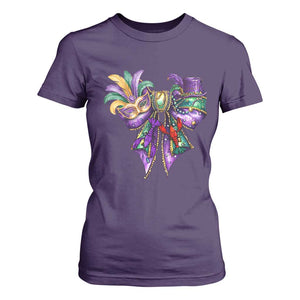 Coquette Bow Mardi Gras T Shirt For Women New Orleans Carnival Beads Mask Crawfish TS09 Purple Print Your Wear