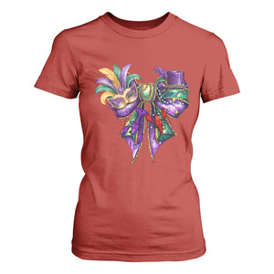 Coquette Bow Mardi Gras T Shirt For Women New Orleans Carnival Beads Mask Crawfish TS09 Red Print Your Wear