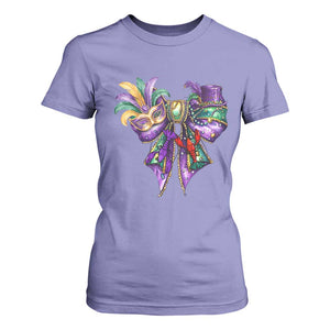 Coquette Bow Mardi Gras T Shirt For Women New Orleans Carnival Beads Mask Crawfish TS09 Violet Print Your Wear