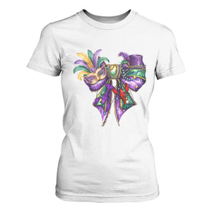 Coquette Bow Mardi Gras T Shirt For Women New Orleans Carnival Beads Mask Crawfish TS09 White Print Your Wear