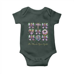 Coquette Bow Mardi Gras Baby Onesie It's Mardi Gras Y'all Fleur De Lis Mask TS09 Print Your Wear