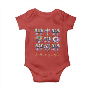 Coquette Bow Mardi Gras Baby Onesie It's Mardi Gras Y'all Fleur De Lis Mask TS09 Red Print Your Wear