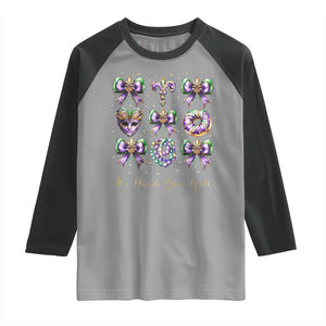 Coquette Bow Mardi Gras Raglan Shirt It's Mardi Gras Y'all Fleur De Lis Mask TS09 Sport Gray Black Print Your Wear