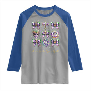 Coquette Bow Mardi Gras Raglan Shirt It's Mardi Gras Y'all Fleur De Lis Mask TS09 Sport Gray Royal Print Your Wear
