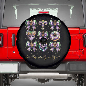 Coquette Bow Mardi Gras Spare Tire Cover It's Mardi Gras Y'all Fleur De Lis Mask TS09 Black Print Your Wear