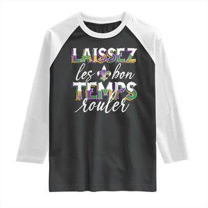 Mardi Gras Raglan Shirt Laissez Les Bon Temps Rouler TS09 Black White Print Your Wear