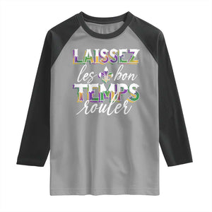 Mardi Gras Raglan Shirt Laissez Les Bon Temps Rouler TS09 Sport Gray Black Print Your Wear