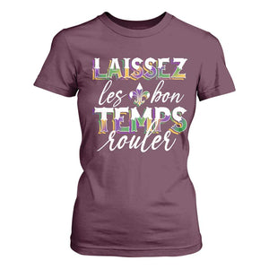 Mardi Gras T Shirt For Women Laissez Les Bon Temps Rouler TS09 Maroon Print Your Wear