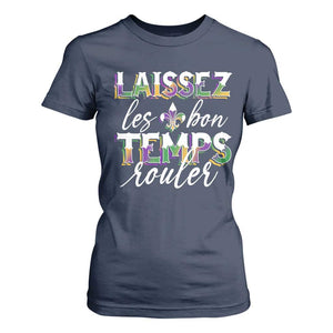 Mardi Gras T Shirt For Women Laissez Les Bon Temps Rouler TS09 Navy Print Your Wear