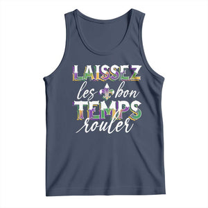 Mardi Gras Tank Top Laissez Les Bon Temps Rouler TS09 Navy Print Your Wear