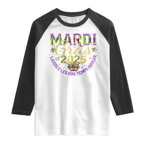 Mardi Gras 2025 Raglan Shirt Laissez Les Bon Temps Rouler TS09 White Black Print Your Wear