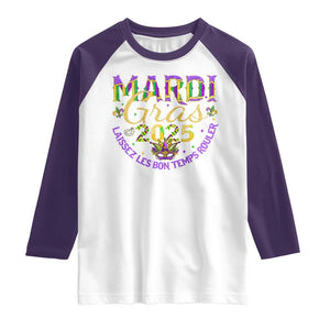 Mardi Gras 2025 Raglan Shirt Laissez Les Bon Temps Rouler TS09 White Purple Print Your Wear