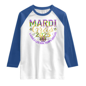 Mardi Gras 2025 Raglan Shirt Laissez Les Bon Temps Rouler TS09 White Royal Print Your Wear