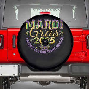 Mardi Gras 2025 Spare Tire Cover Laissez Les Bon Temps Rouler TS09 Black Print Your Wear