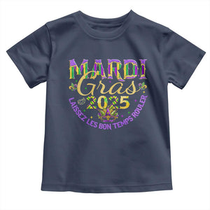 Mardi Gras 2025 Toddler T Shirt Laissez Les Bon Temps Rouler TS09 Navy Print Your Wear