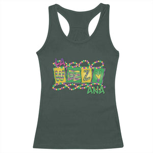 Mardi Gras La Weezy Ana Racerback Tank Top TS09 Dark Forest Green Print Your Wear