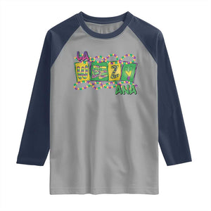 Mardi Gras La Weezy Ana Raglan Shirt TS09 Sport Gray Navy Print Your Wear