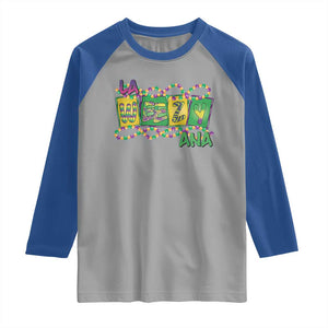 Mardi Gras La Weezy Ana Raglan Shirt TS09 Sport Gray Royal Print Your Wear