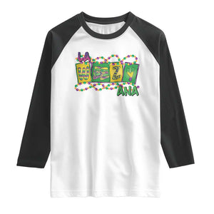 Mardi Gras La Weezy Ana Raglan Shirt TS09 White Black Print Your Wear