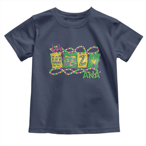 Mardi Gras La Weezy Ana Toddler T Shirt TS09 Navy Print Your Wear