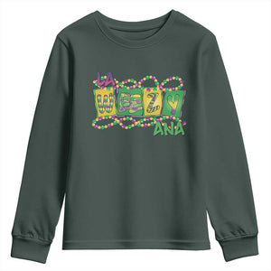 Mardi Gras La Weezy Ana Youth Sweatshirt TS09 Dark Forest Green Print Your Wear