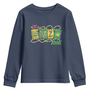 Mardi Gras La Weezy Ana Youth Sweatshirt TS09 Navy Print Your Wear