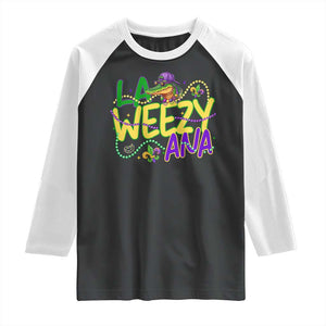 Mardi Gras Raglan Shirt La Weezy Ana Hip Hop Aligator Louisiana TS09 Black White Print Your Wear