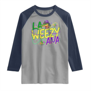Mardi Gras Raglan Shirt La Weezy Ana Hip Hop Aligator Louisiana TS09 Sport Gray Navy Print Your Wear