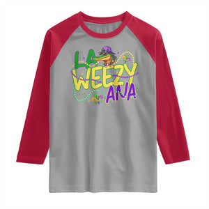 Mardi Gras Raglan Shirt La Weezy Ana Hip Hop Aligator Louisiana TS09 Sport Gray Red Print Your Wear